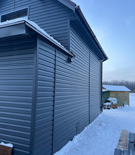 Сайдинг Docke Premium, Коллекция Ко­ра­бель­ный брус D4.5D Графит - 2